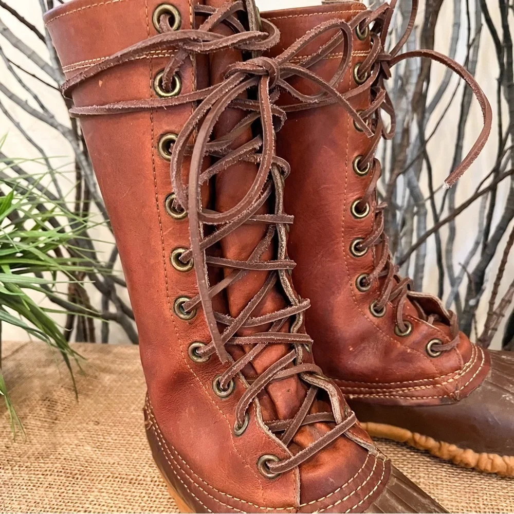 Vintage L.L. Bean Men’s Tall Maine Hunting Boots Brown Size 8 FF Waterproof